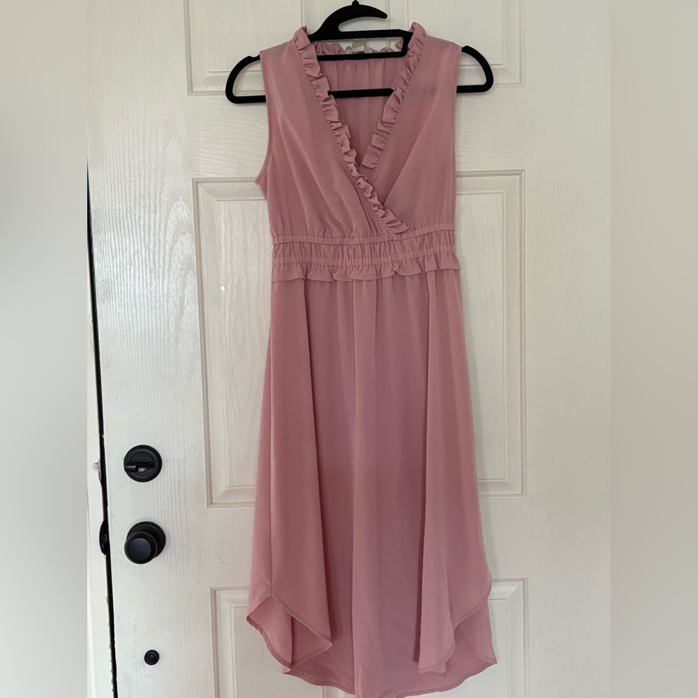 Loft Dusty Rose Pink Sleeveless Midi/Maxi Dress w/ Rounded hem Size XS